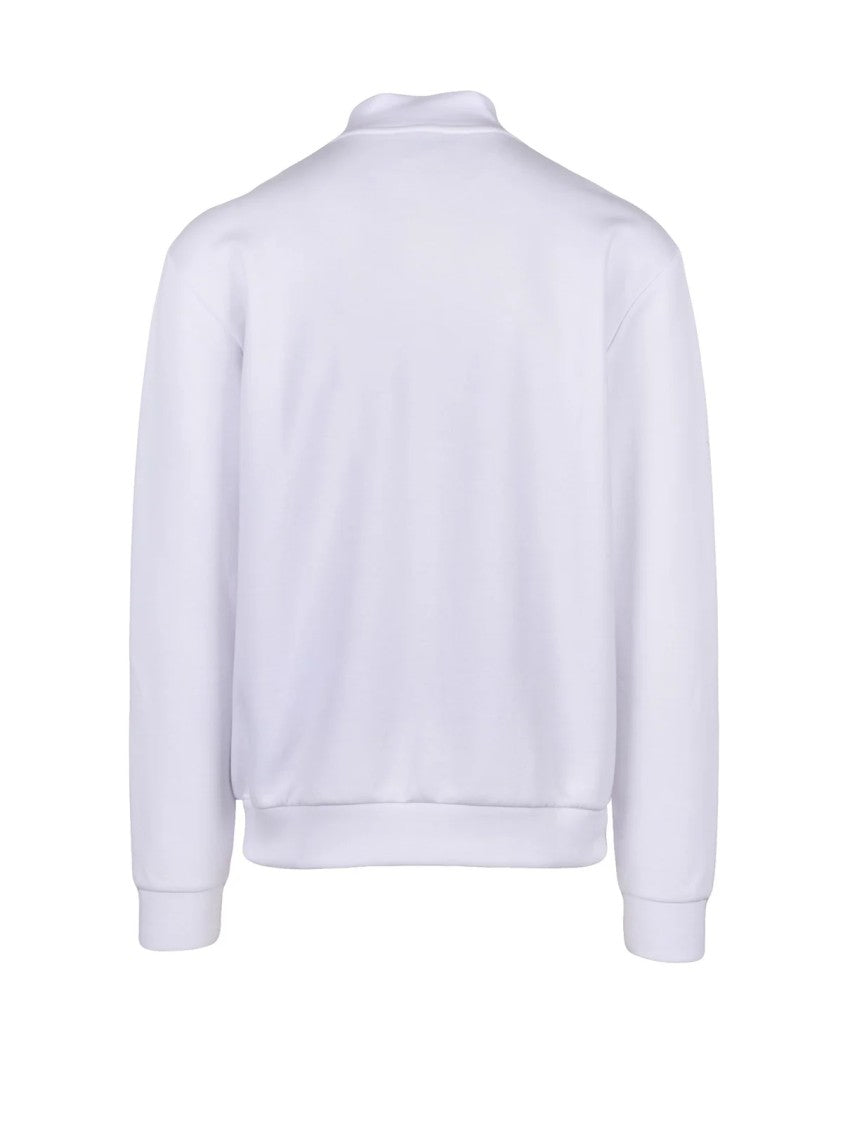 Ea7 Emporio Armani White Cotton Viscose Elastane Zip Sweatshirt
