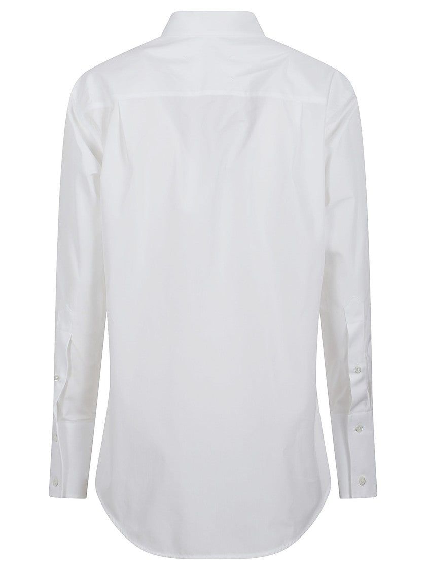 Maison Margiela White Cotton Shirt With Classic Collarless Neckline