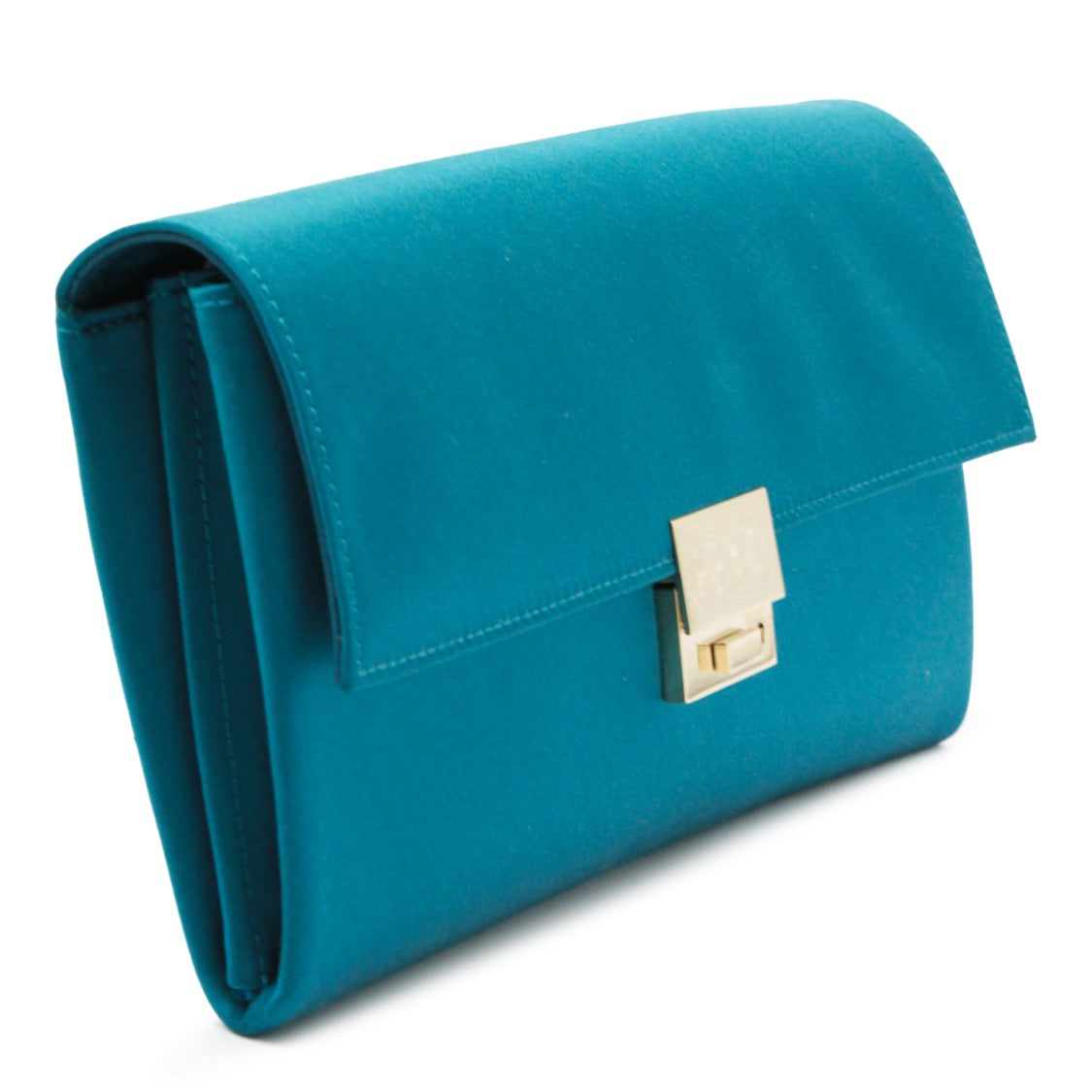 Tom Ford Petrol Viscose Clutch With Gold-Tone Magnetic Closure