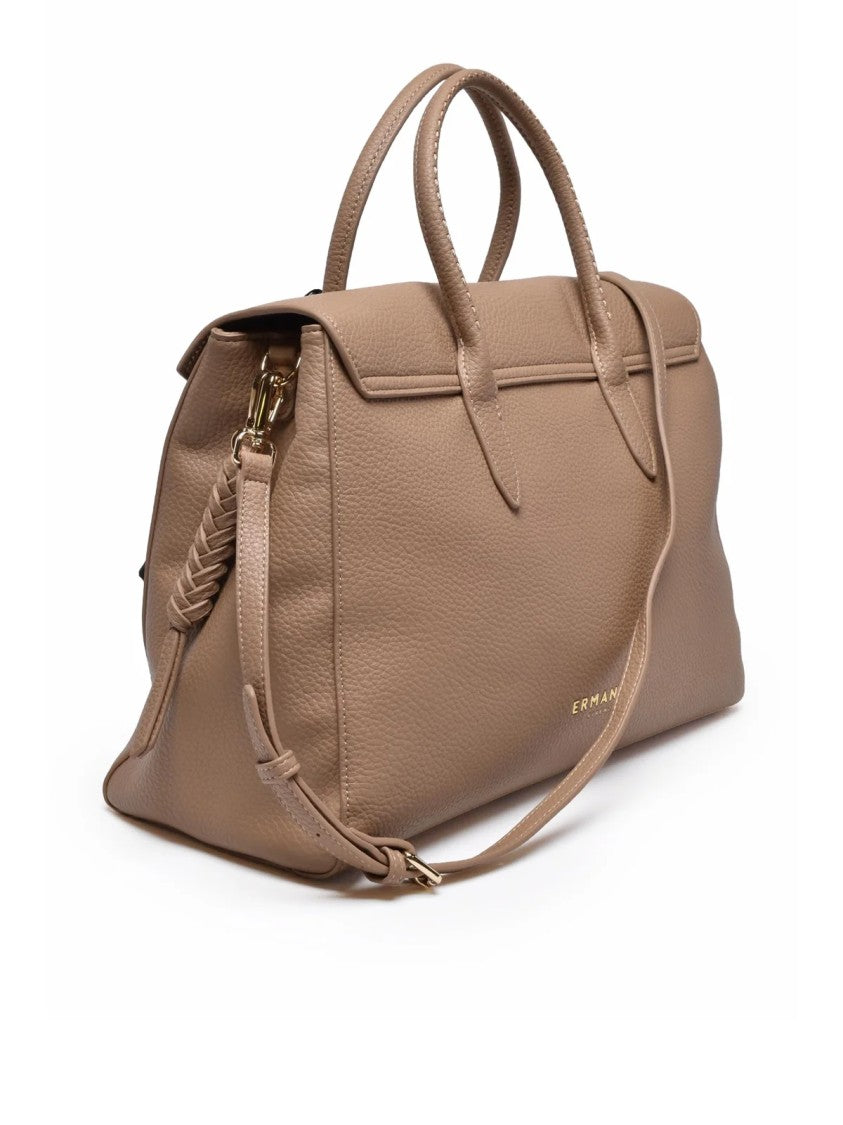 Ermanno Firenze Violet Handbag With Structured Silhouette And Decorative Scarf