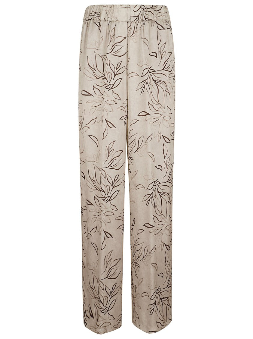 Peserico Fluid Wide-Leg Palazzo Pants With Botanical Print