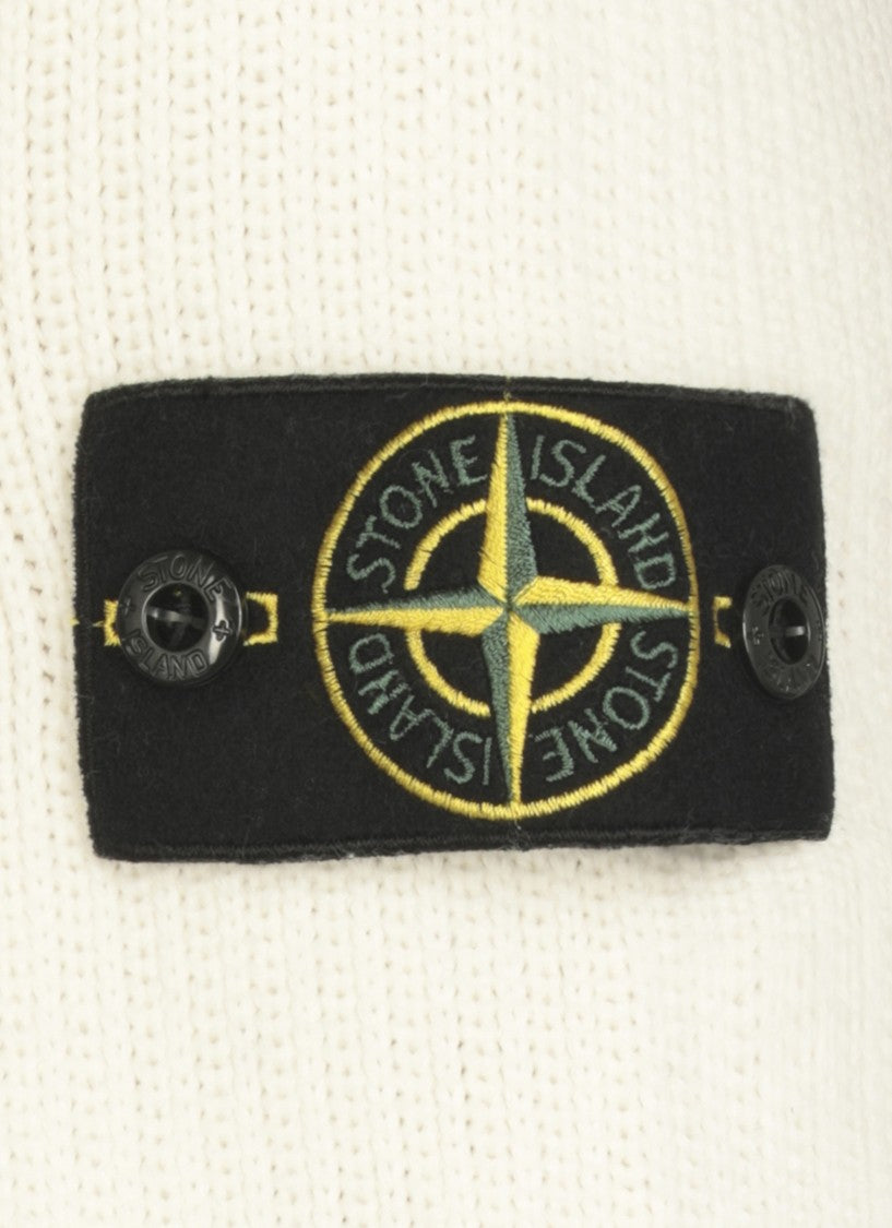 Stone Island High Neck Ivory Cotton Sweater
