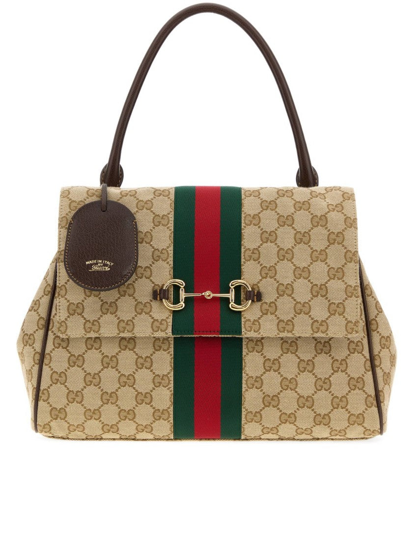 Gucci Horsebit Monogram Canvas Handbag