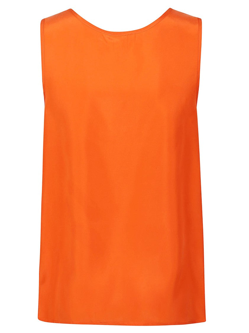 P.A.R.O.S.H. Silk Sleeveless Top With Classic Scoop Neckline