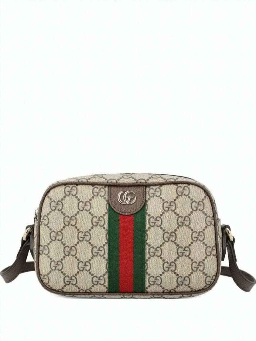 Gucci Rectangular Canvas Crossbody Bag With Monogram And Leather Trim