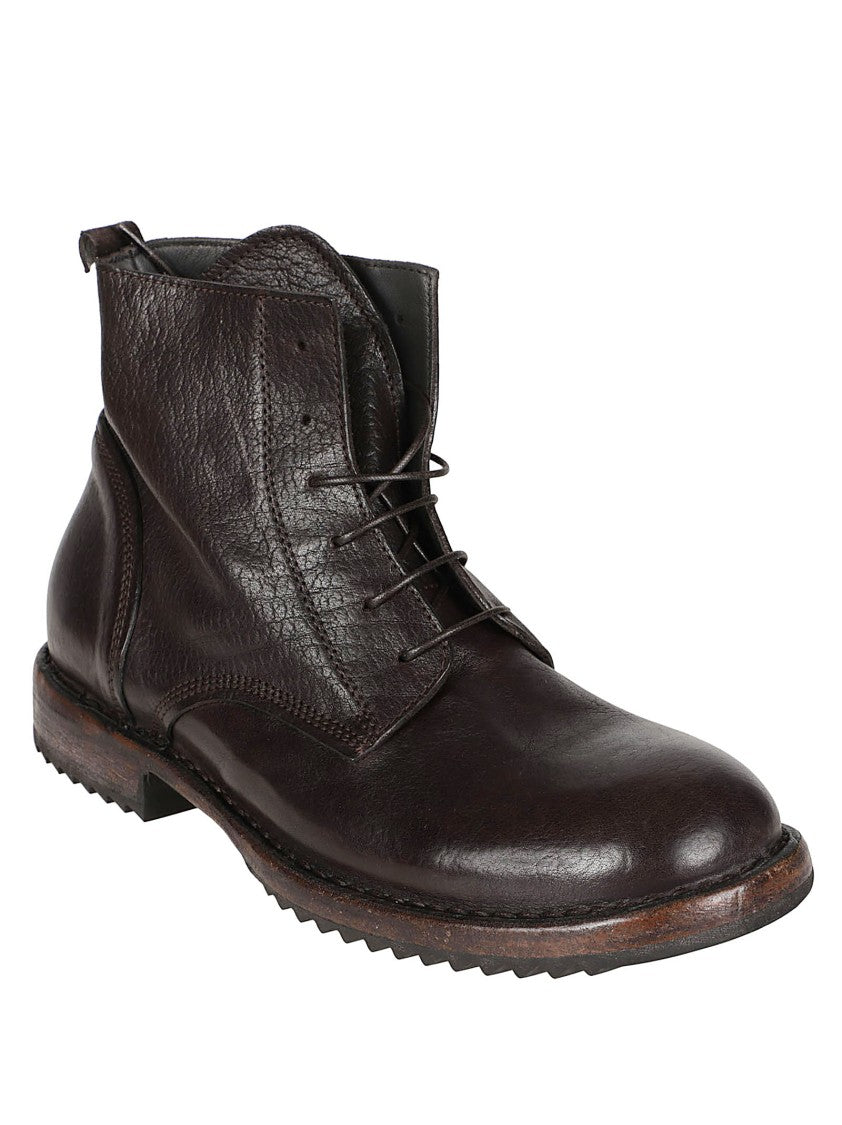 Moma Lace-Up Calf Leather Ankle Boots With Ridged Sole