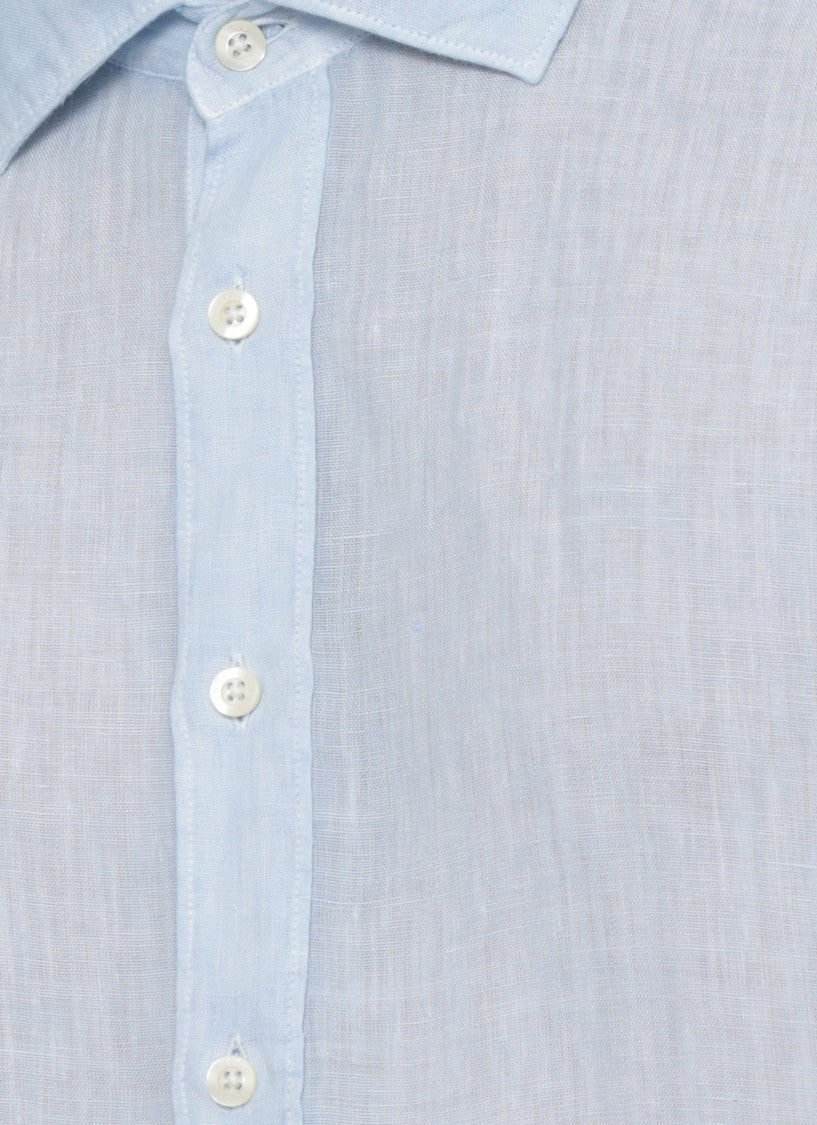 120% Lino Light Blue Cotton Casual Shirt