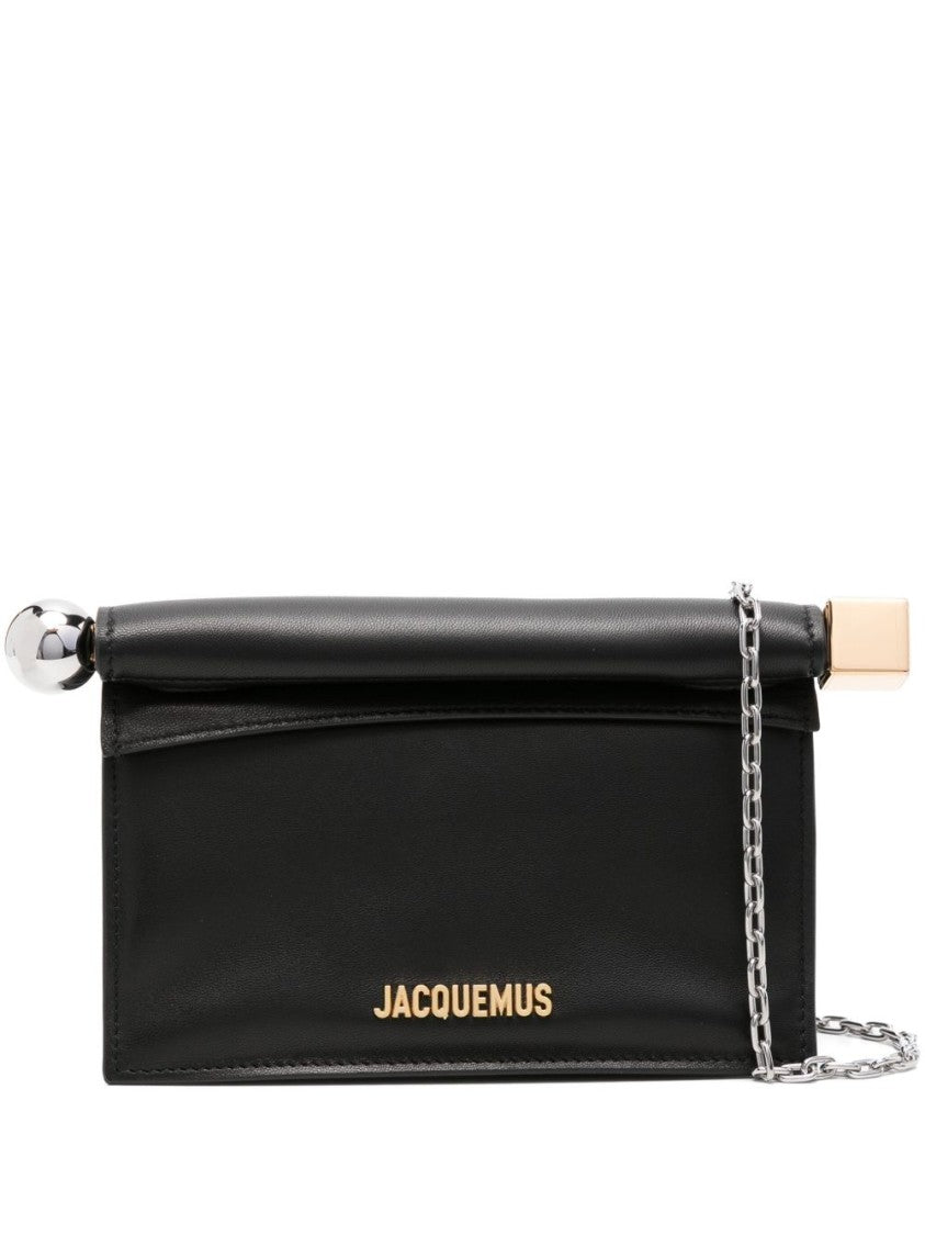 Jacquemus Black Rectangular Metallic Closure Shoulder Bag