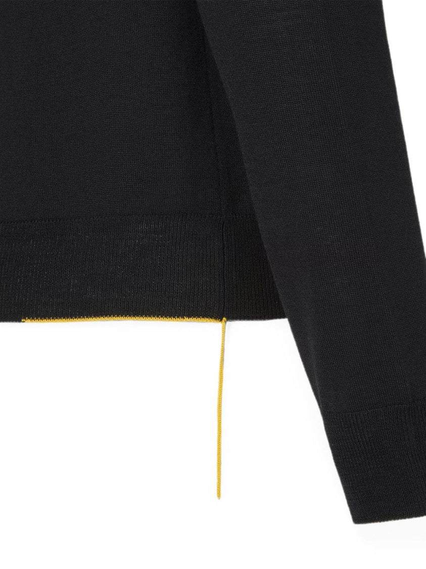 Fendi Classic V-Neck Wool Sweater With Unique Hem Detail