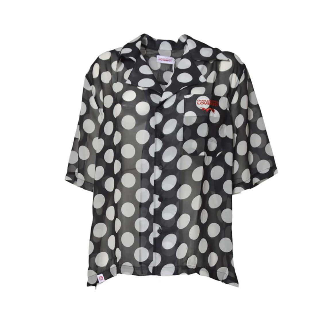 Charles Jeffrey Loverboy Black/White Polka Dot Voile Hawaiian Shirt