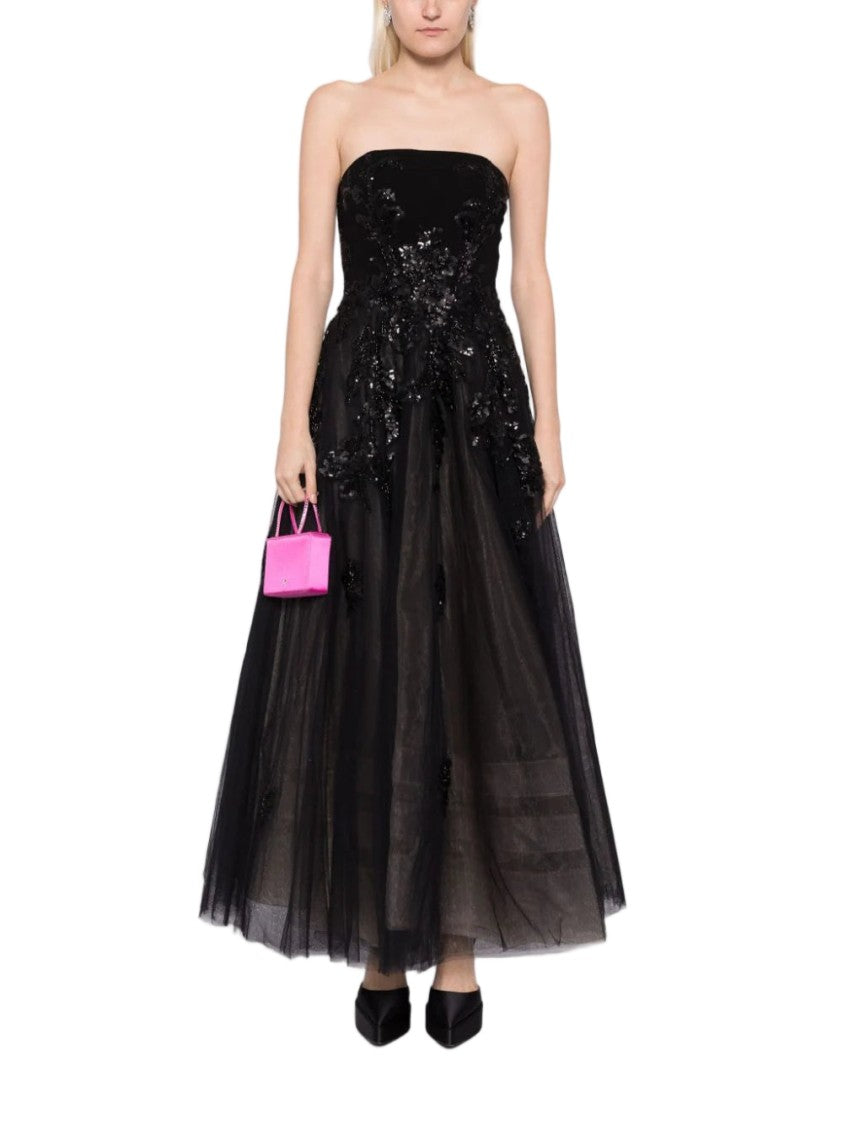 Saiid Kobeisy Tulle Beaded Dress With A Crepe Strapless Top