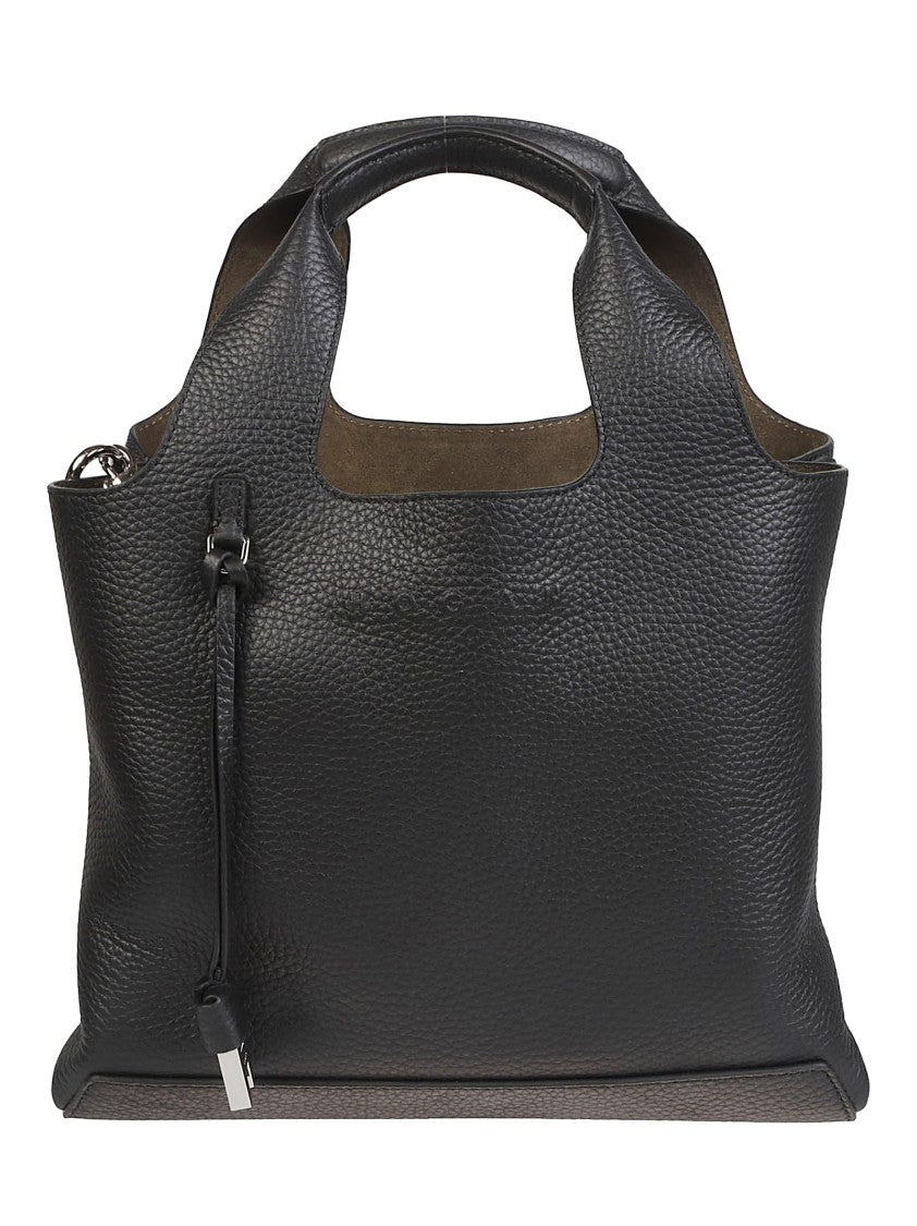 Hogan Small H01r Structured Black Leather Tote Bag