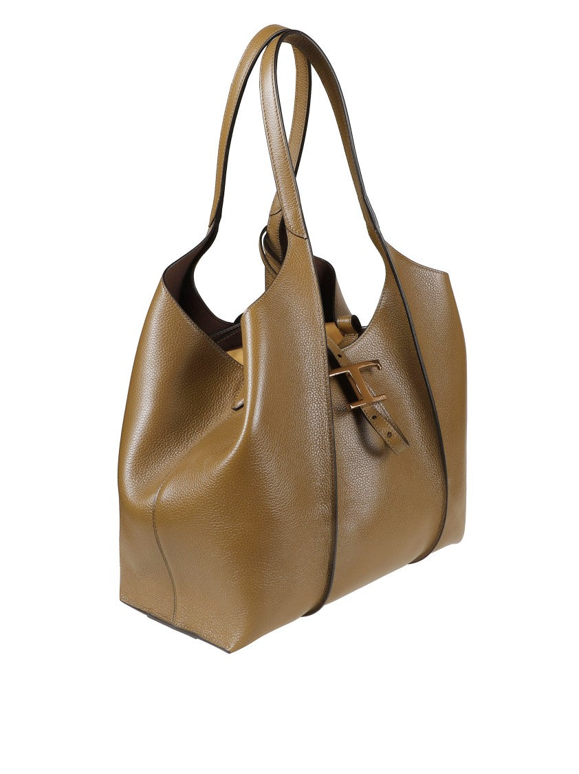 Tod's Textured Leather Tote Bag With Buckle Closure