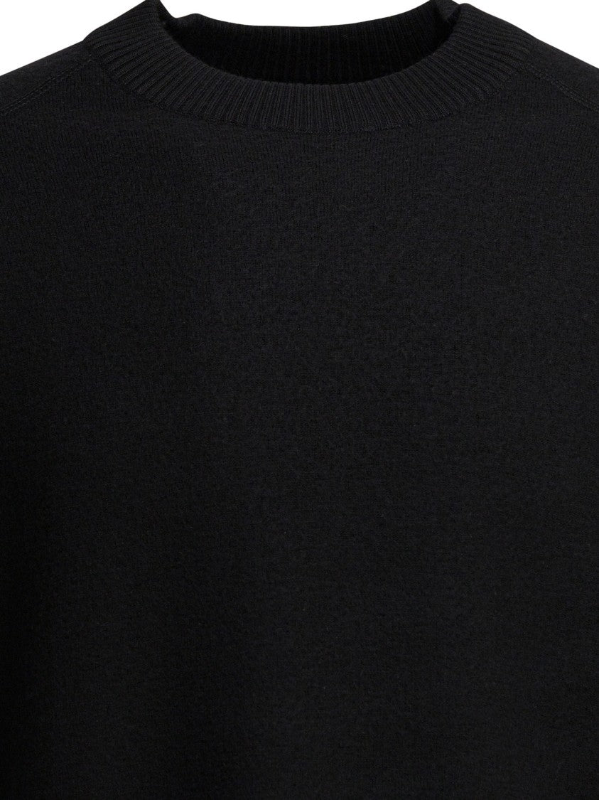 C.P. Company Black Knitwear With Distinctive Lens Patch And Ribbed Accents