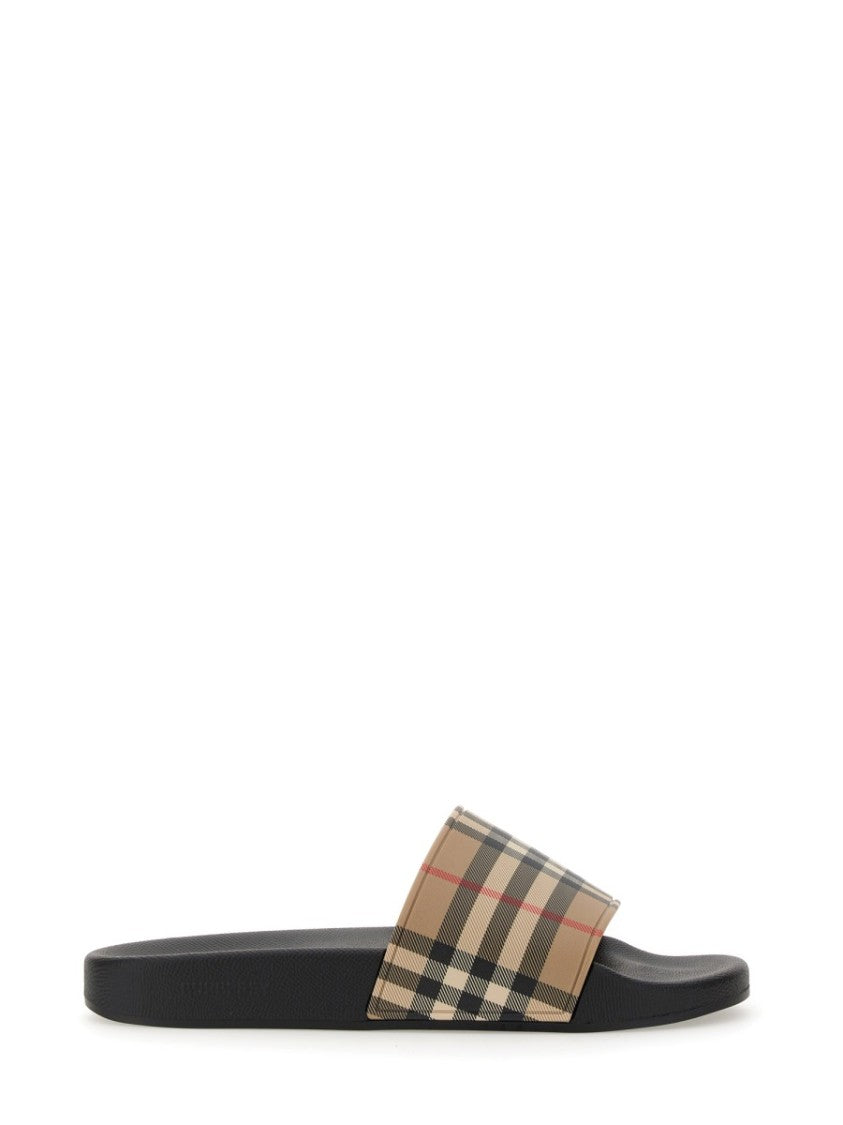 Burberry Check Pattern Beige Red Sandals
