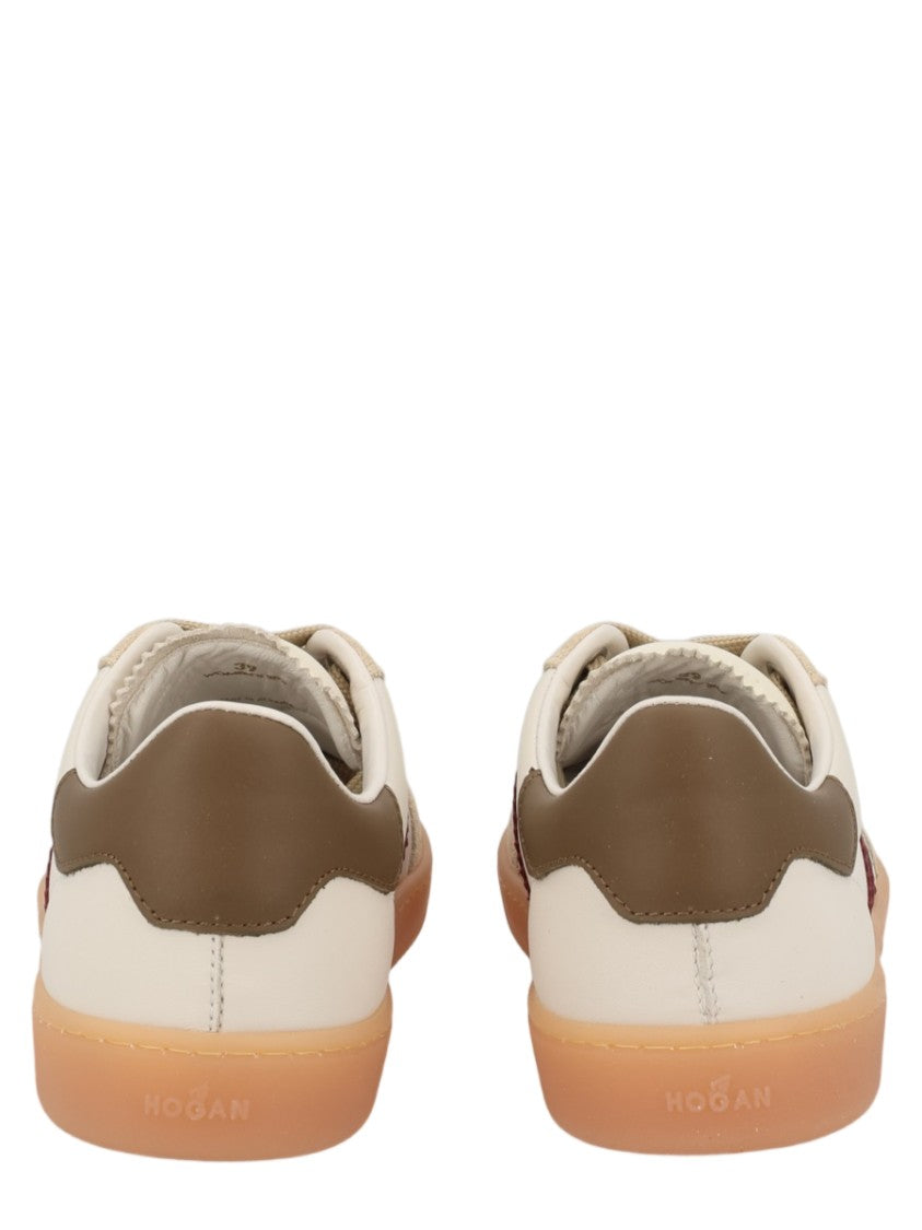 Hogan Cool Beige Burgundy Gum Sole Mutton-Calfskin Sneakers