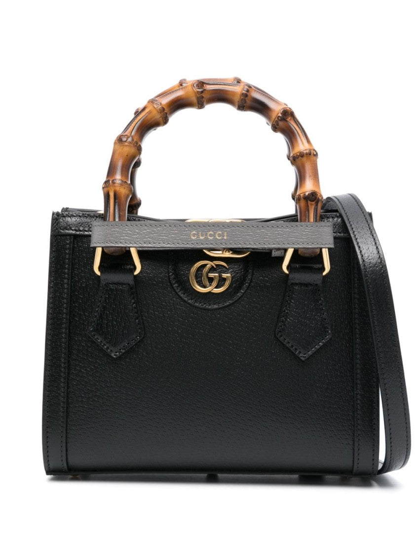 Gucci Black Diana Leather Bamboo Tote Bag