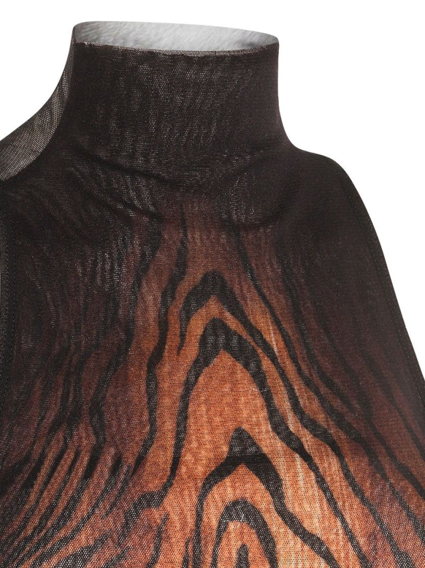 Jean Paul Gaultier Black Brown Wood Print Maxi Dress
