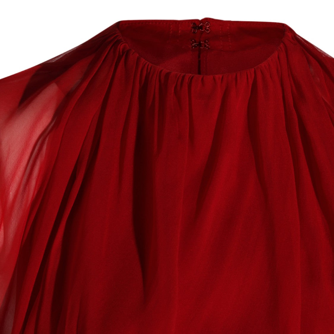 Alberta Ferretti Floor-Length Dress With Sheer Cape Overlay And High Neckline