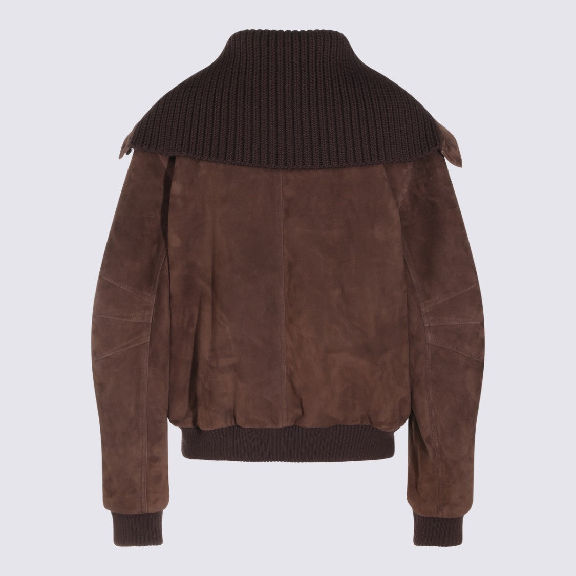 The Attico Rich Brown Suede Jacket With Ribbed Collar