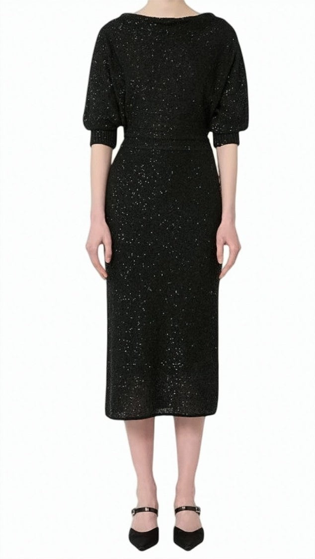 Max Mara Viscose Off Shoulder Midi Dress