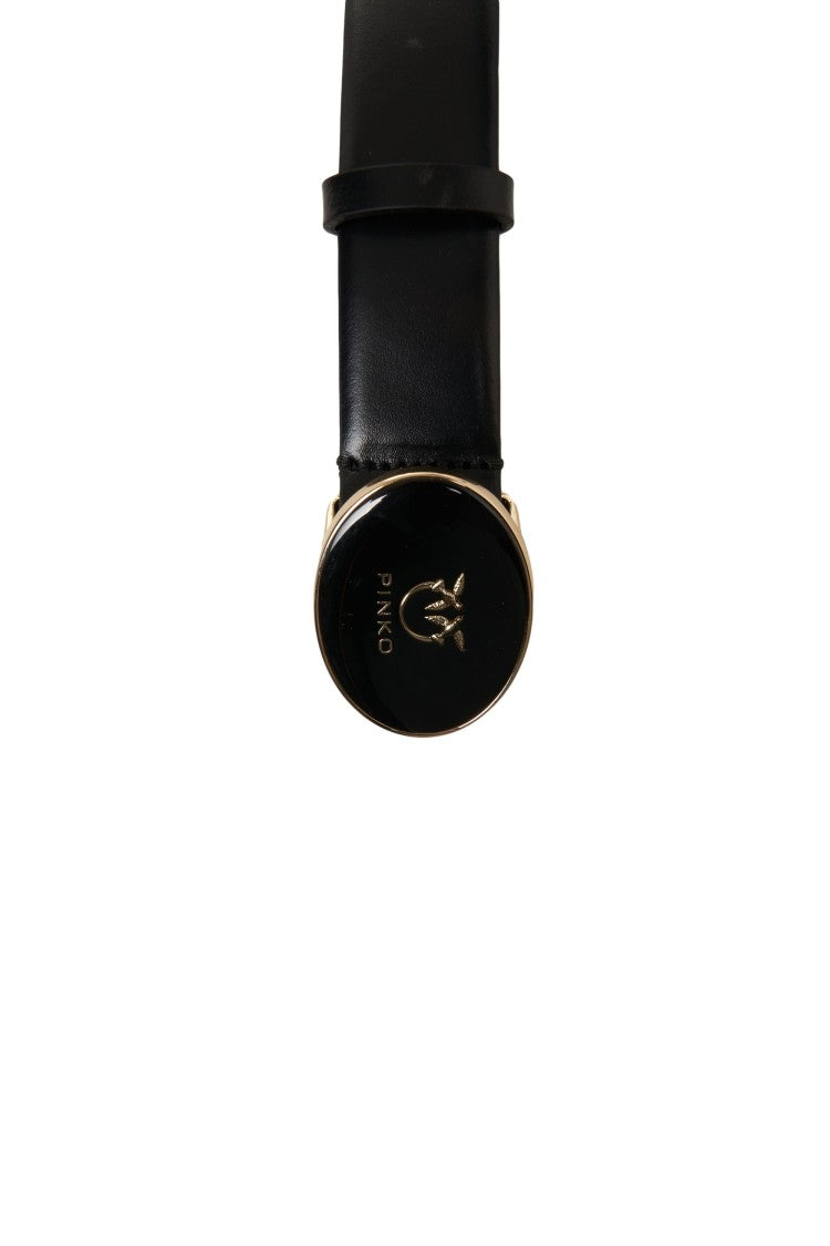 Pinko Refined Black Leather Belt