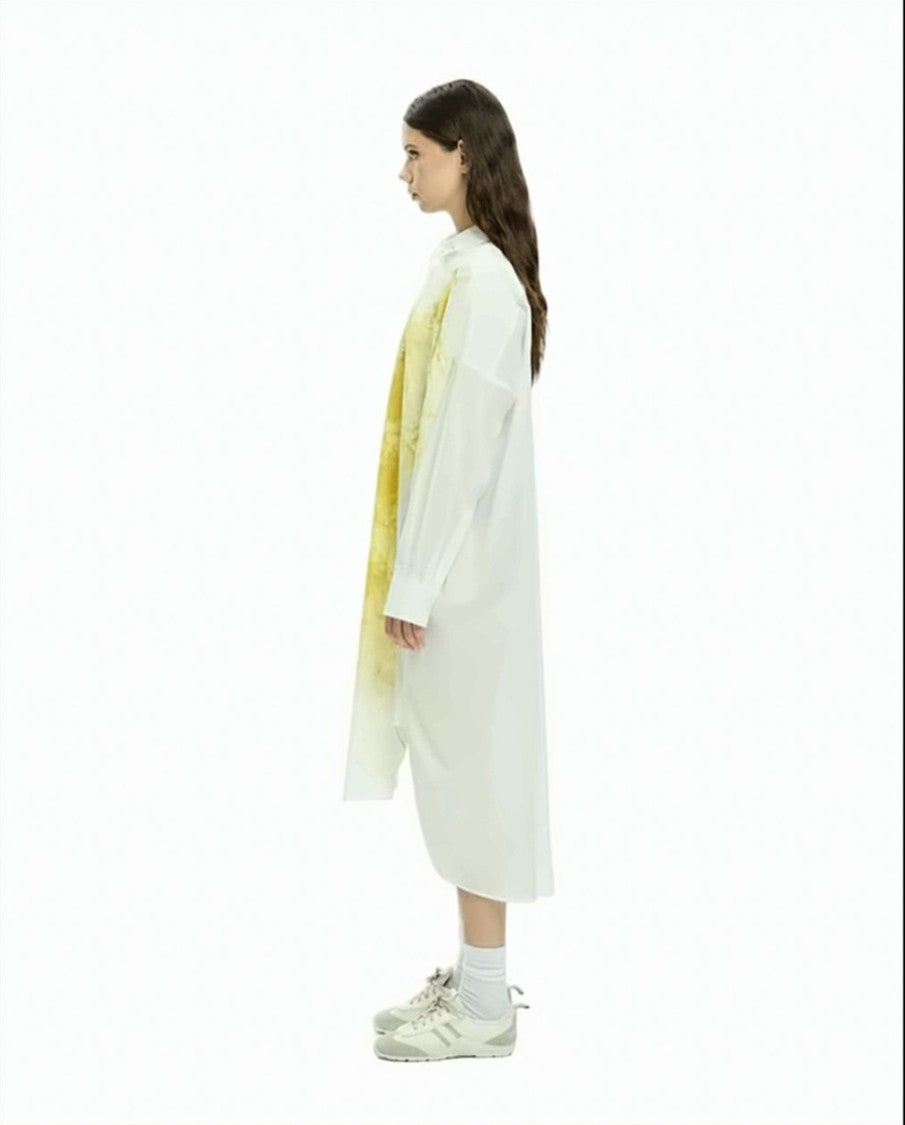 Mlo Artistic Front Print Side Slits Long Shirt