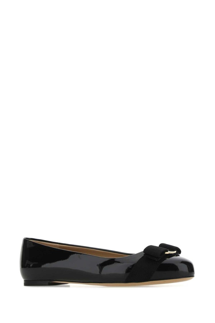 Salvatore Ferragamo Black Leather Varina Ballerinas