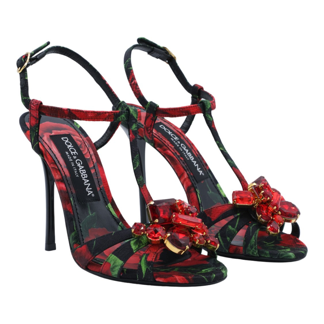 Dolce & Gabbana Gemstone Embellished T-Strap High-Heeled Sandals