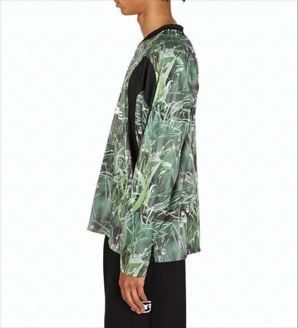 Martine Rose Botanical Print Long-Sleeve T-Shirt With Black Panels