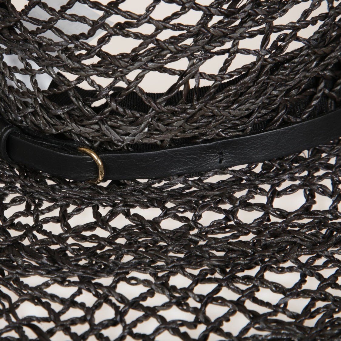 Catarzi Wide-Brimmed Black Hat With Leather Accent Band
