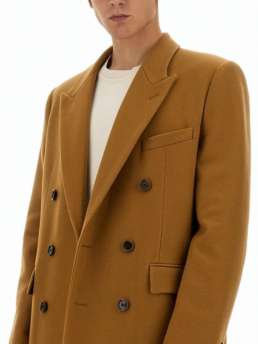 Lardini Double-Breasted Long Coat With Structured Silhouette And Wide Lapels