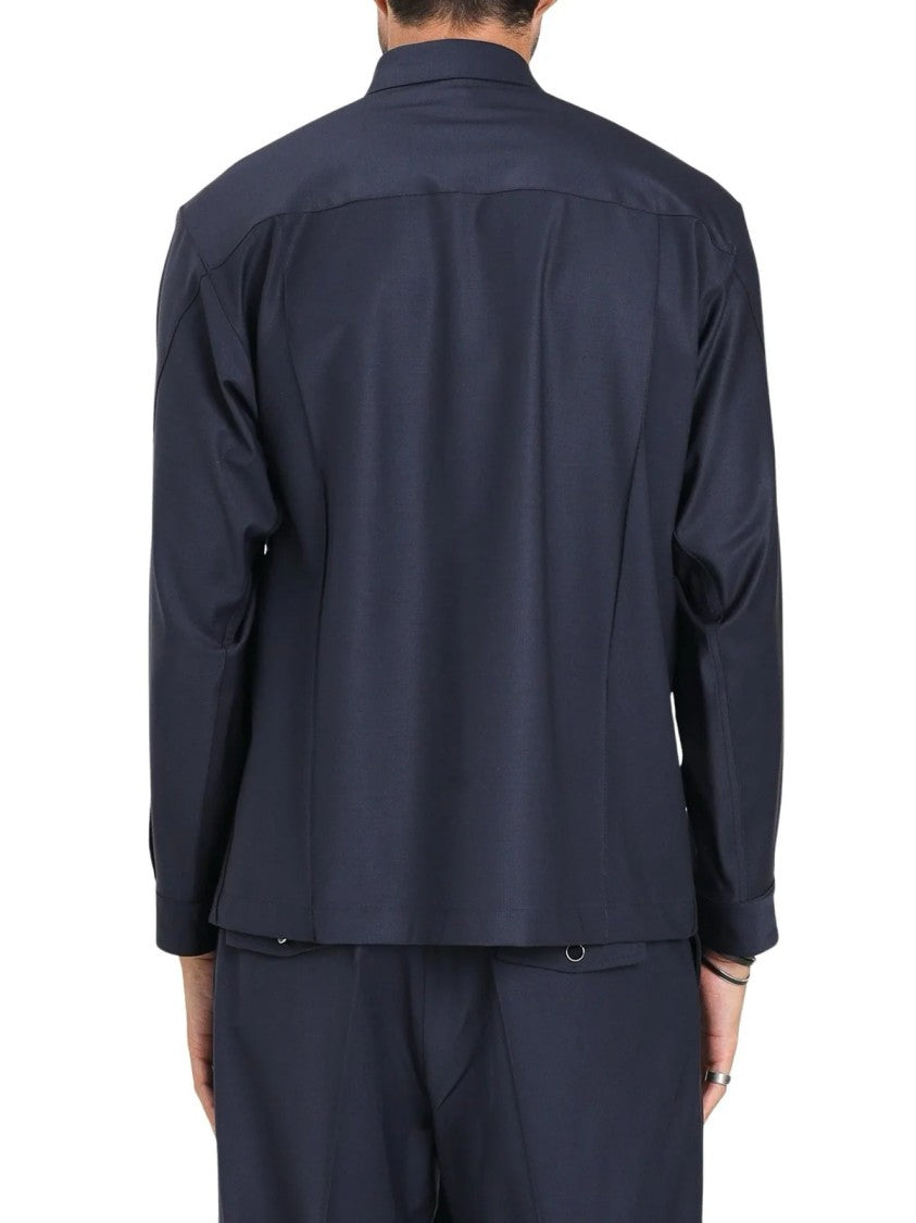 I M Brian Blue Wool-Blend Tailored Shirt