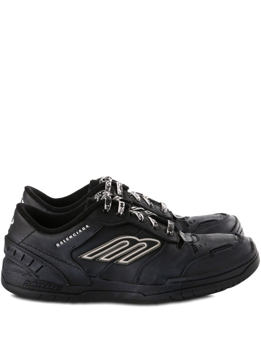 Balenciaga Black Hamptons Worn-Out Cowskin Polyester Sneakers