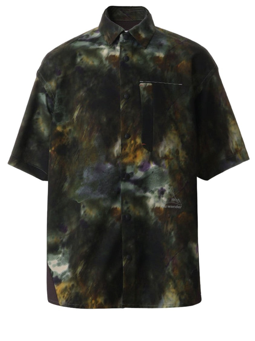 And Wander Nylon Shirt With All-Over Abstract Print