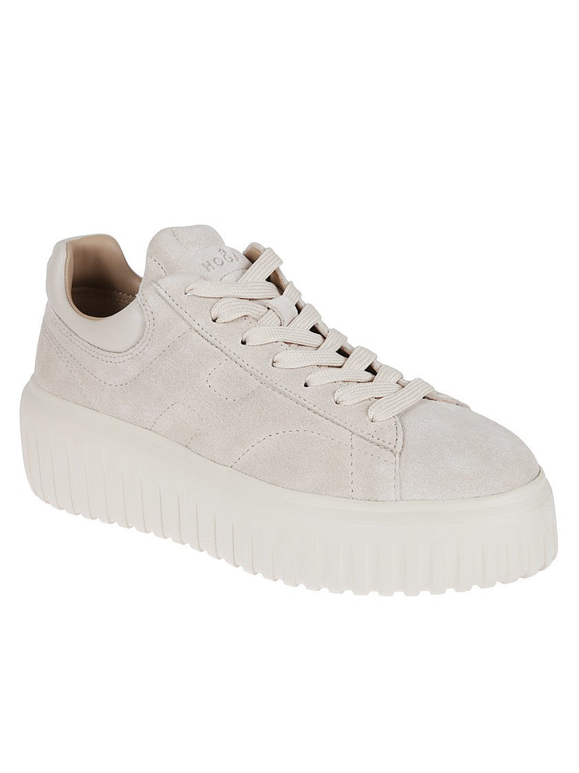 Hogan Beige Suede Low-Top Sneakers With Memory Foam Footbed