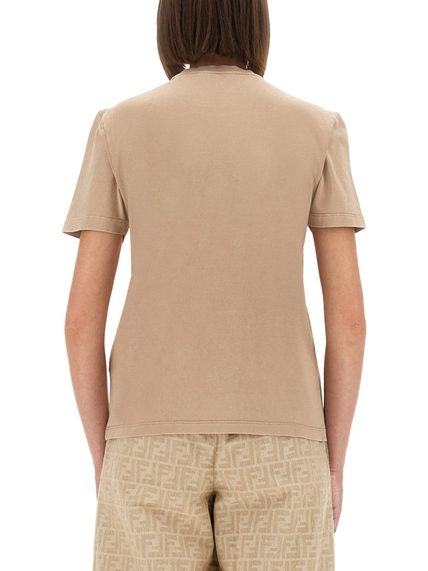 Fendi Classic Crew Neck T-Shirt With Embossed Logo Detail