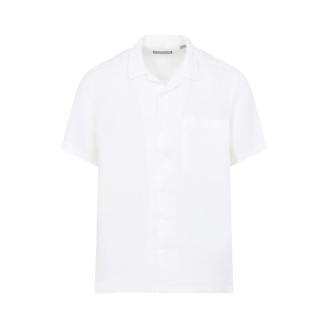 Canali Pure White Linen Shirt With Pointed Collar