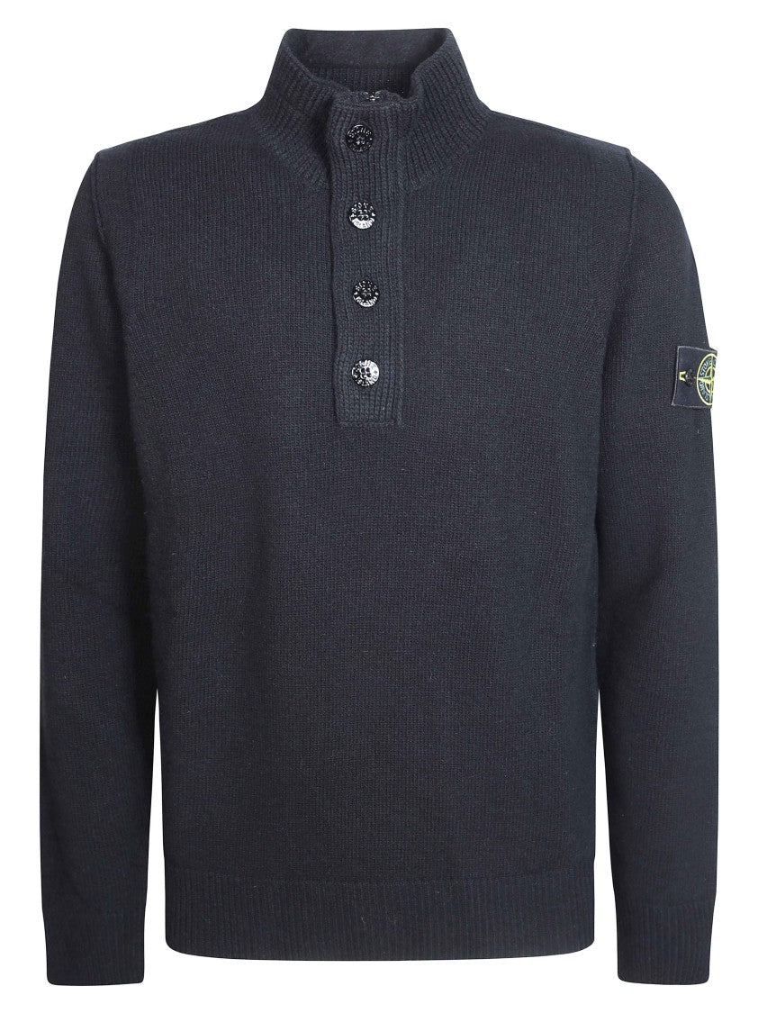 Stone Island Polo High Collar Knitted Polo Shirt
