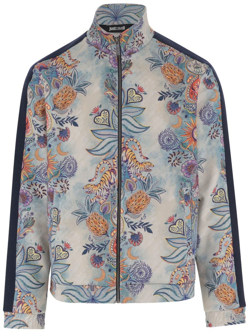 Just Cavalli Stretch Nylon Jacket With Floral Print