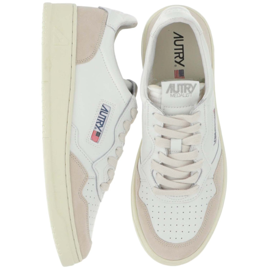 Autry Perforated Leather Sneakers With Suede Inserts And Rubber Sole