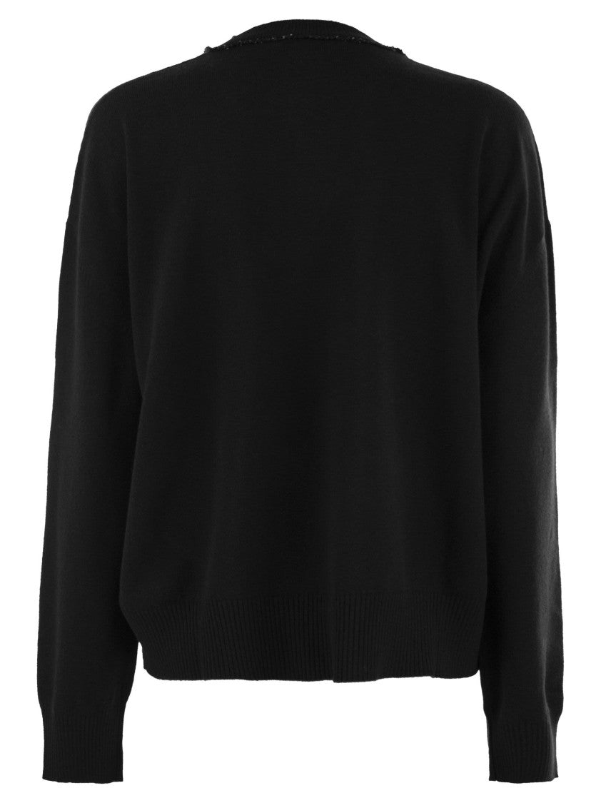 Fabiana Filippi V-Neck Sweater With Sequined Neckline