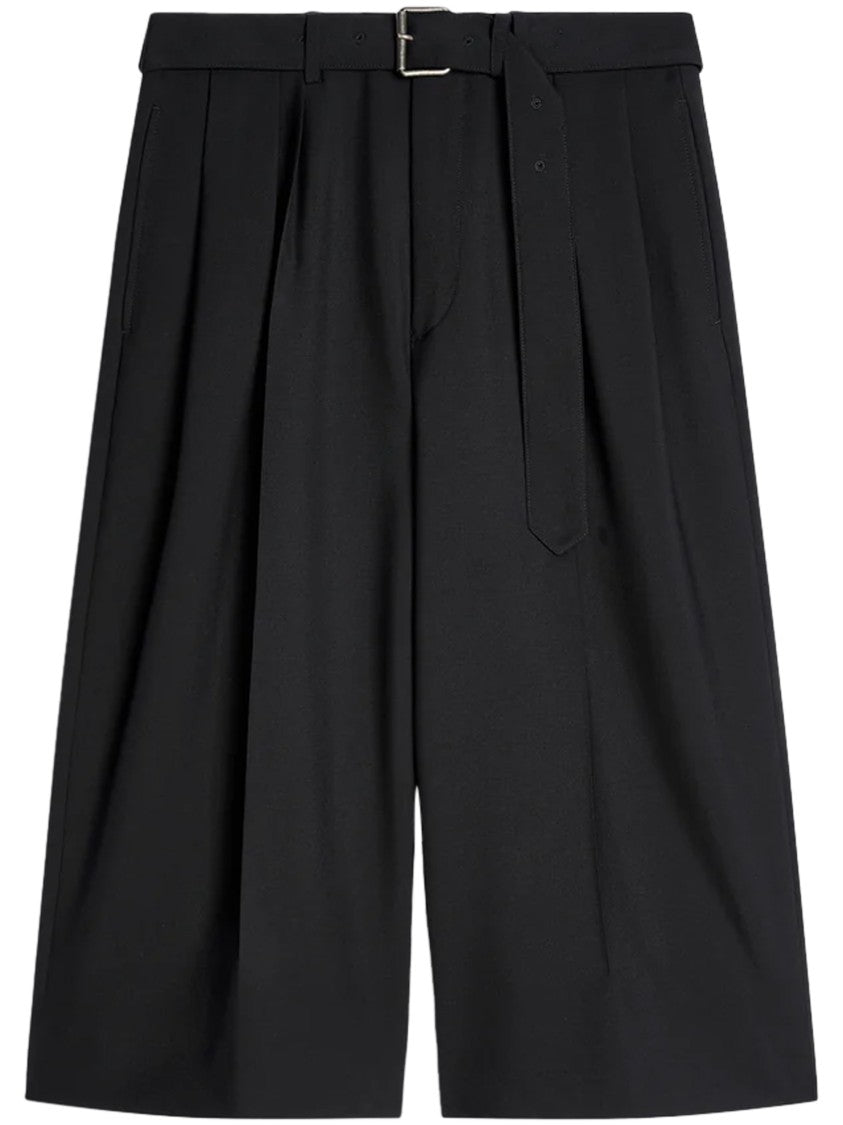 Dries Van Noten High-Waisted Black Shorts With Tailored Pleats And Belt
