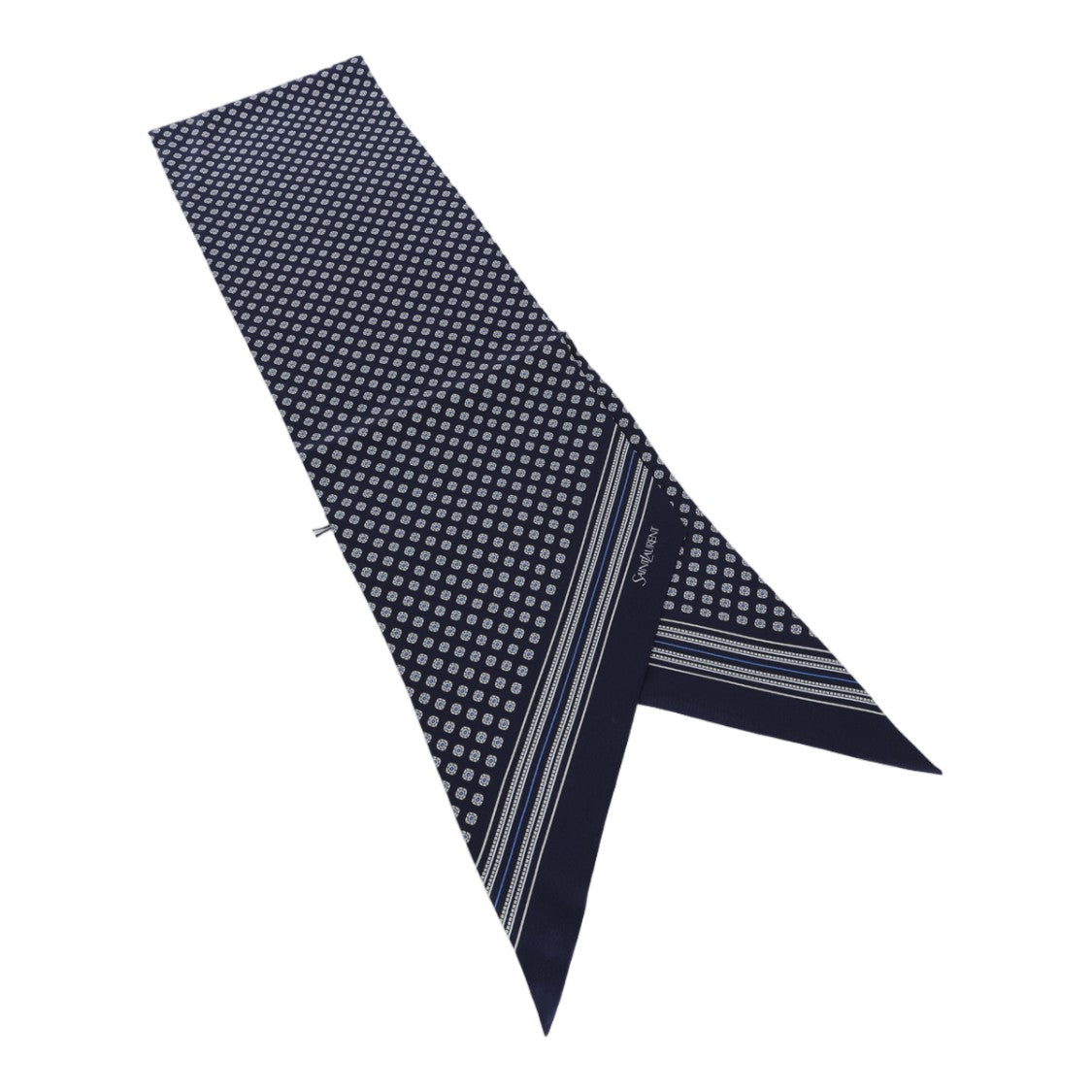 Saint Laurent Narrow Geometric Pattern Striped Edge Scarf