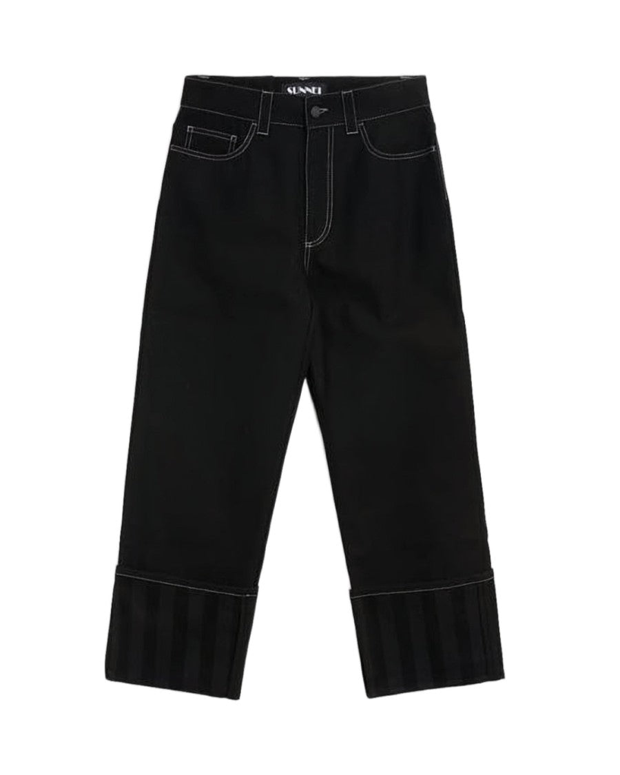 Sunnei Cropped Denim Pants With Wide Cuffs And Classic Five-Pocket Design