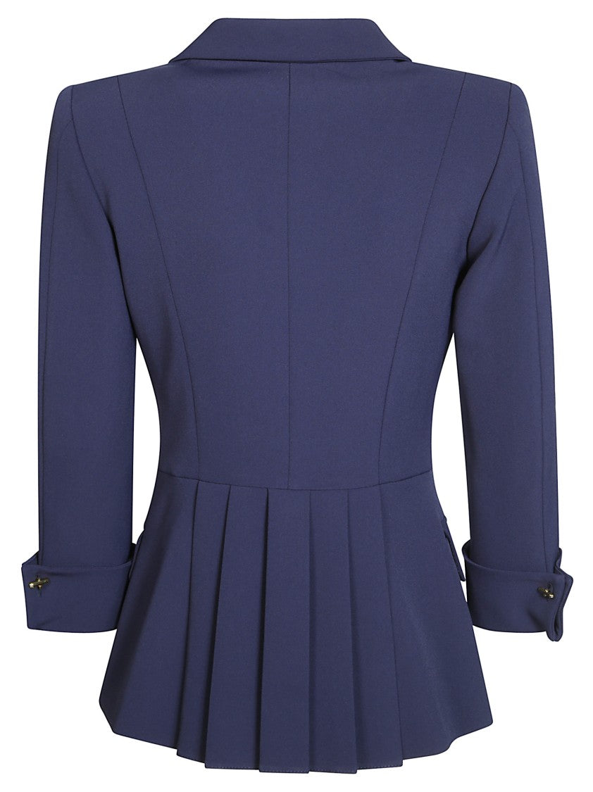 Elisabetta Franchi Gold-Tone Buttons Tailored Double-Breasted Blazer