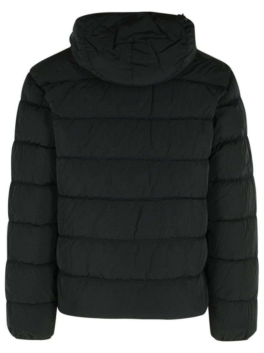 C.P. Company Puffy Black Down Jacket With Integrated Hood And Glasses