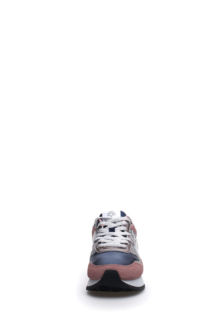 W6yz Navy Blue Technical Fabric Eco-Leather Sneakers