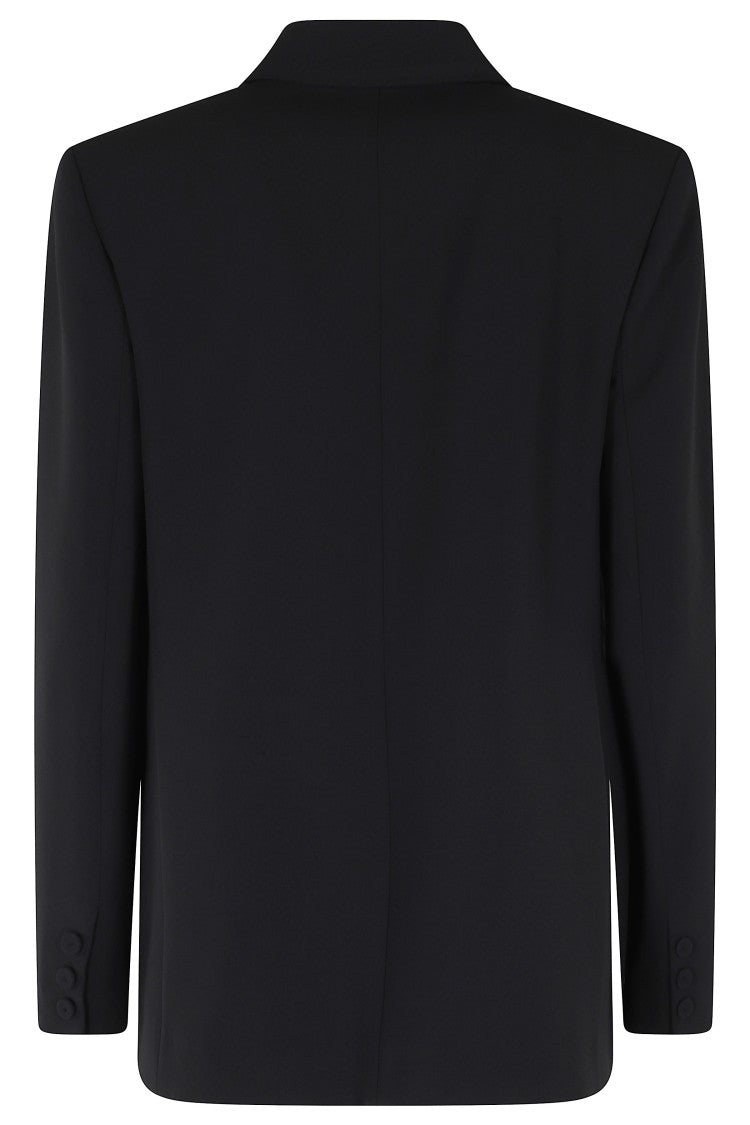 Federica Tosi Black Double-Breasted Blazer Cady Padded-Epaulettes Polyester Blazer