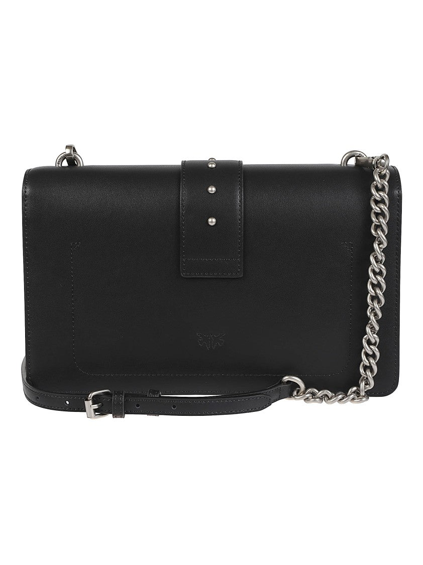 Pinko Love One Classic Black Leather Shoulder Bag